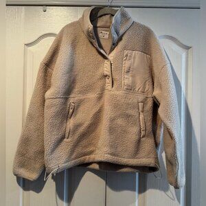 Wilo the Label Cream Fleece Pullover with Snap Collar and Cinching - Size M